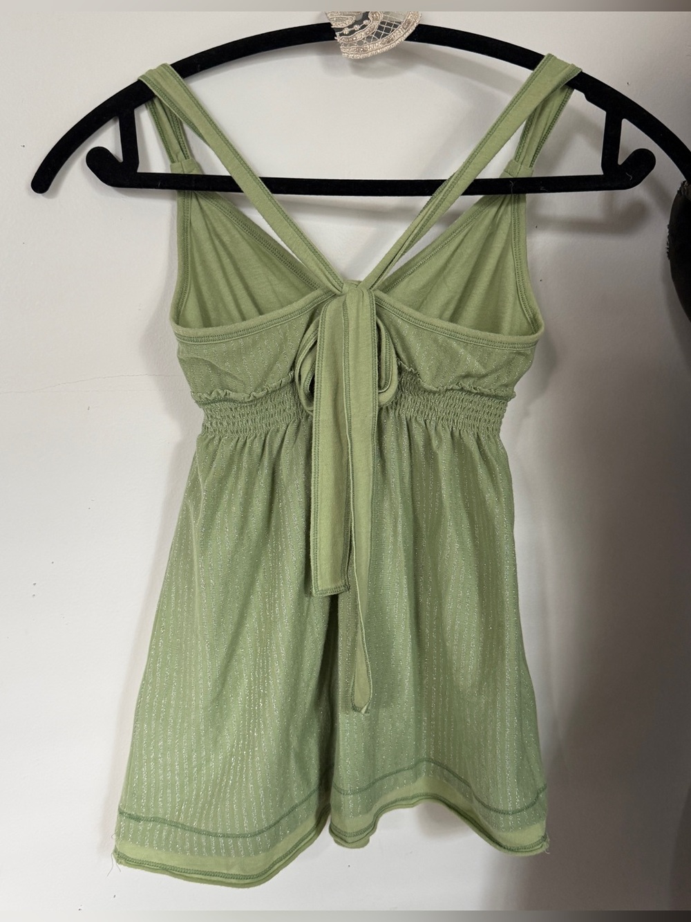 Hollister Y2K Sage Green Shimmer Tie Back Babydoll Tank XS - Picture 7 of 11